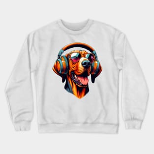 Hanoverian Scenthound Smiling DJ with Euphoric Beats Crewneck Sweatshirt